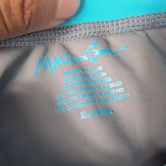 Maui And Sons Shark Riders Mens XL Gray Blue Shirt UV Protection Rash Guard - Picture 5 of 9